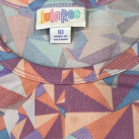 LuLaRoe Scarlett High Low Girls Geometric Print Dress With Pocket Size 10 - Picture 5 of 6